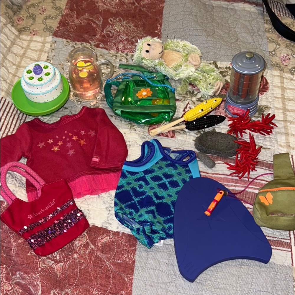 Lot RARE American Girl Doll Clothing & Accessories Set birthday cake camping ++ - Picture 1 of 8